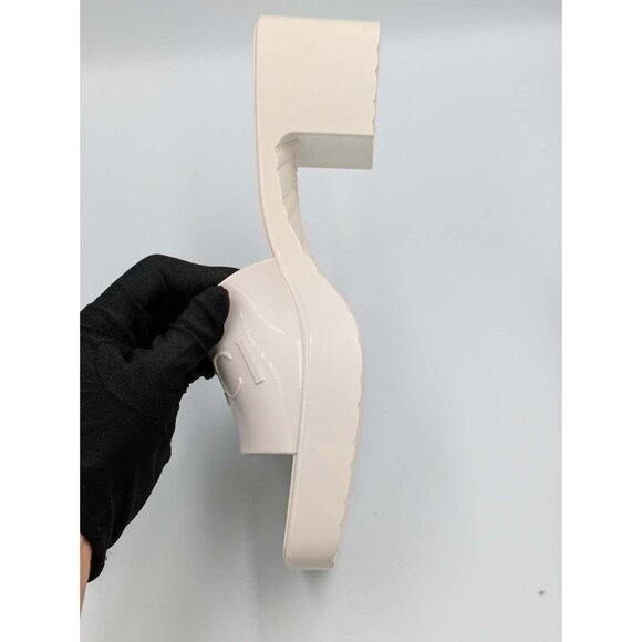 Gucci Logo Embossed Mid-heel Rubber Sandals Mystic White 624730 EU40 - Picture 5 of 11